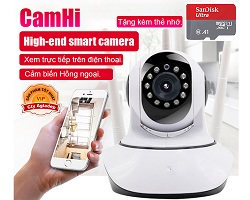 Camera an ninh Camhi + Thẻ nhớ xịn Toshiba Samsung Sandisk tương đương (Thẻ 64Gb)